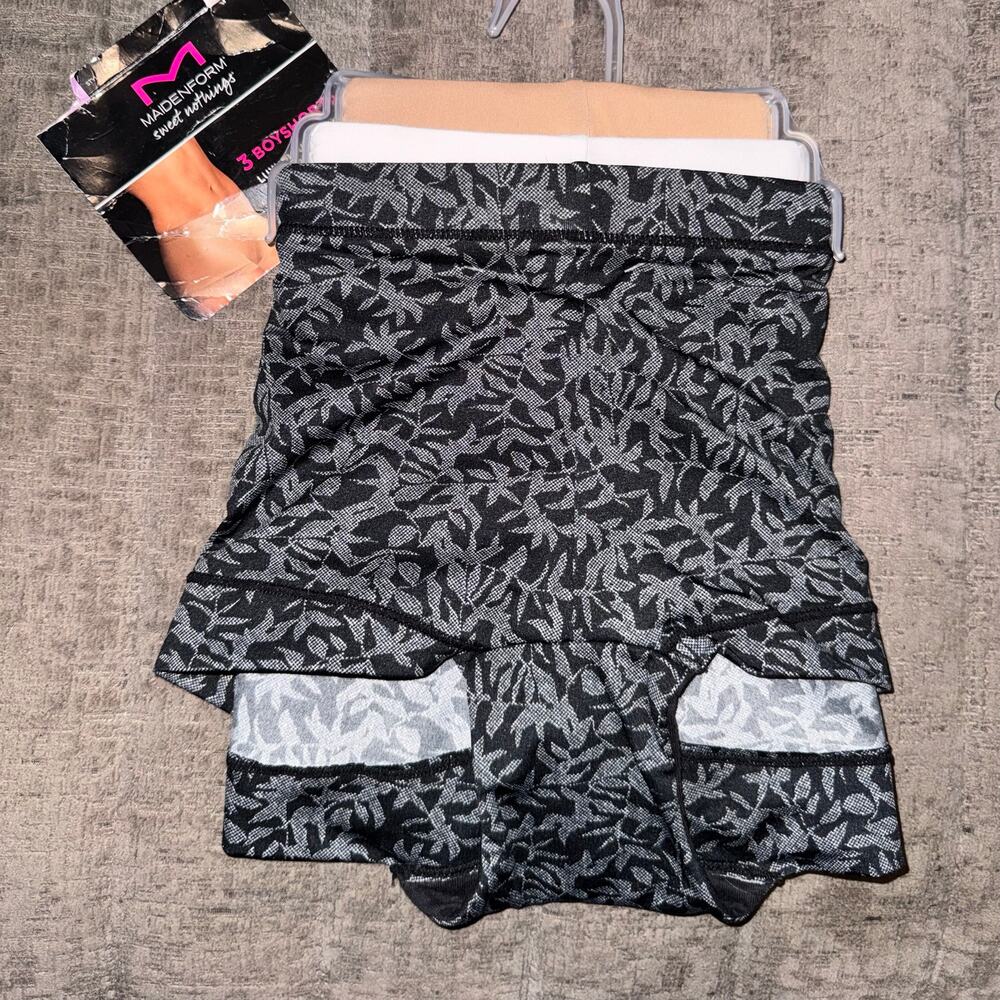 Maidenform Sweet Nothings 3-Pack Boyshorts Microfiber Botanical Leaf Print XL